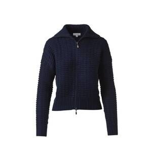 NEW KINROSS women's bobble zip cardigan in navy